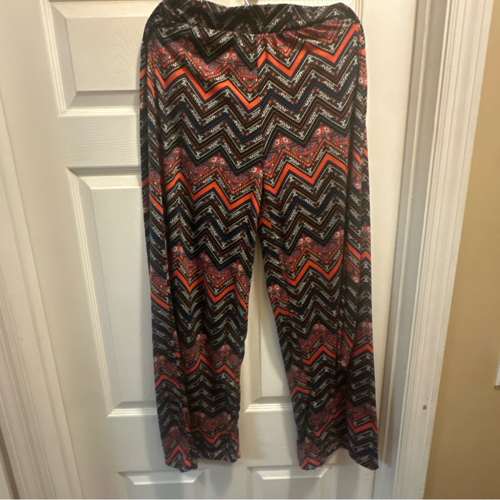 Women's Culotte Pants Multi-Color Stretch Size S MAGAZINE Wide Leg High Rise